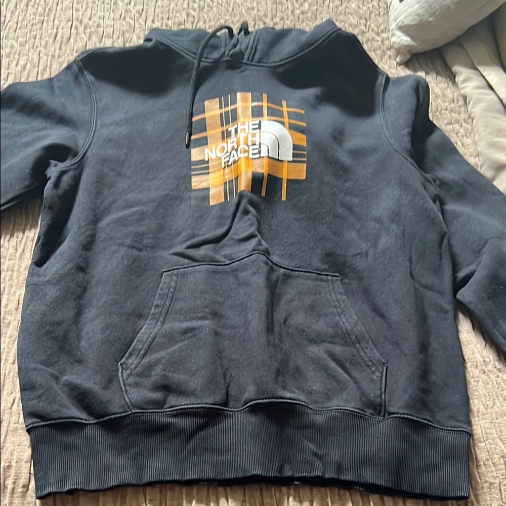 The North Face black  Hoodie with Yellow Plaid Graphic
